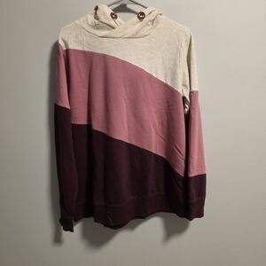 Colorblock Hoodie in Pink and Cream